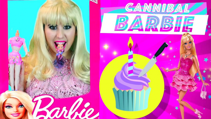 DIY Edible Barbie Doll, Phone Case, EOS, Beauty Blender, Foundation | Cannibal Barbie EATS Skipper!