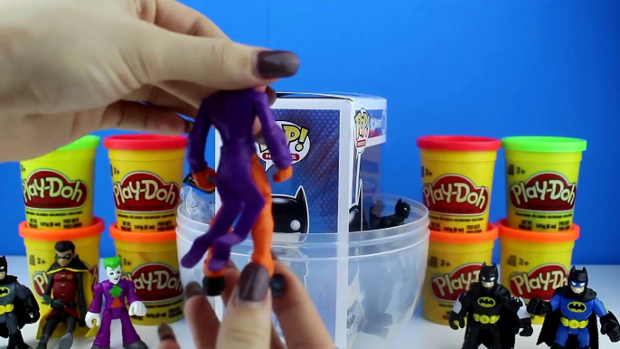 Giant Batman vs Superman Play Doh Surprise Egg - Batman Play Doh Egg Imaginext Toys Robin Joker