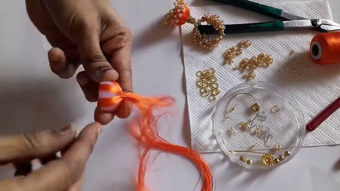 DIY || how to make silk thread jhumka hoop earrings at home || DIY hoop earrings