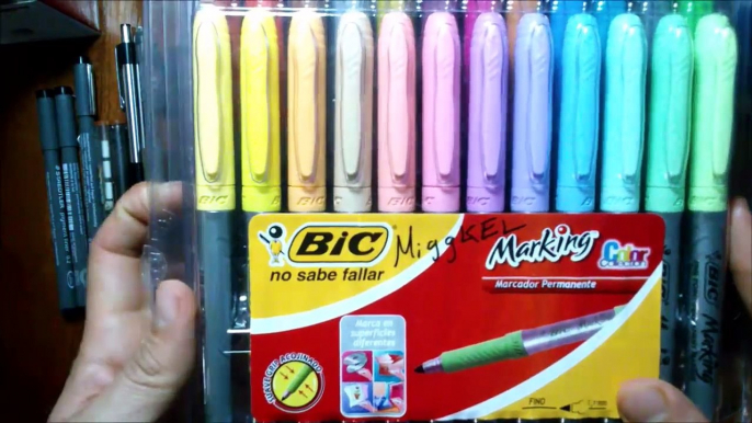 todos mis materiales para dibujar y Marcadores TOUCHFIVE vs BIC MARKING