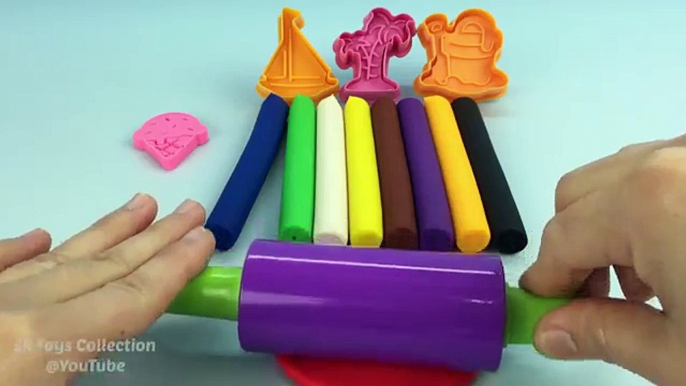 Fun Play and Learn Colours with Play Dough Modelling Clay with Beach Theme Molds for Kids