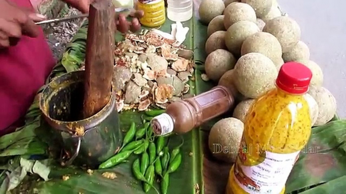 Indian Street Food Kolkata - Bengali Street Food India - Tasty Masala Bel (Wood Apple)