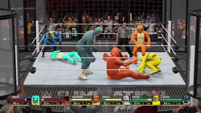 WWE 2K16 Pikachu vs Charizard vs Lucario vs Snorlax vs Charmander vs Squirtle | Pokemon Go