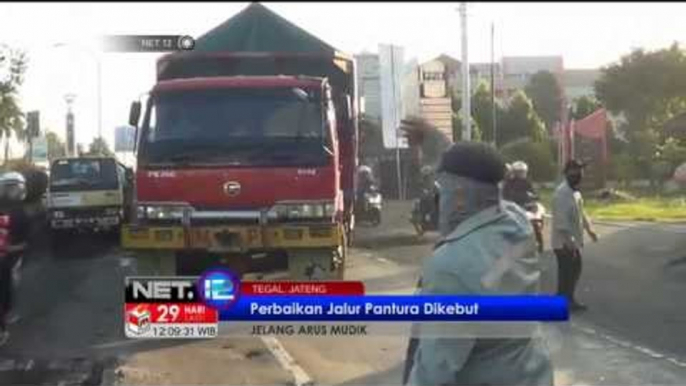 NET12 - Jelang arus mudik perbaikan jalur pantura di Tegal terus dikebut