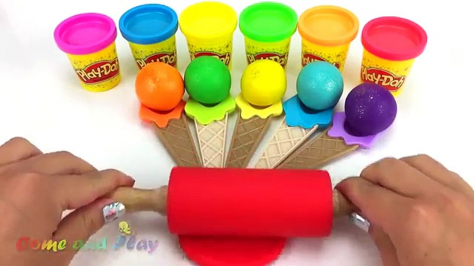 Learn Colors Play Doh Ice Cream Scoops Giant Chocolate Bashing Surprise Toys Disney MLP Superhero