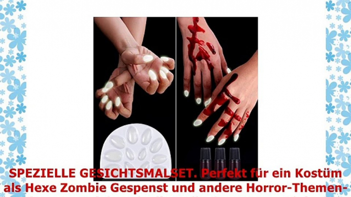 UNOMOR Halloween Schminkset für Grusel Halloween Makeup mit Kunstblut und Nägeln die im