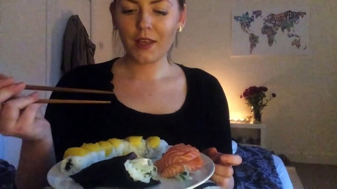 Sashimi, Sushi roll, Handroll ~ ASMR Relaxing Eating Sounds