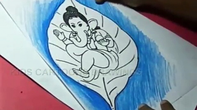 How to Draw Leaf Ganesha Drawing for Kids Step by step