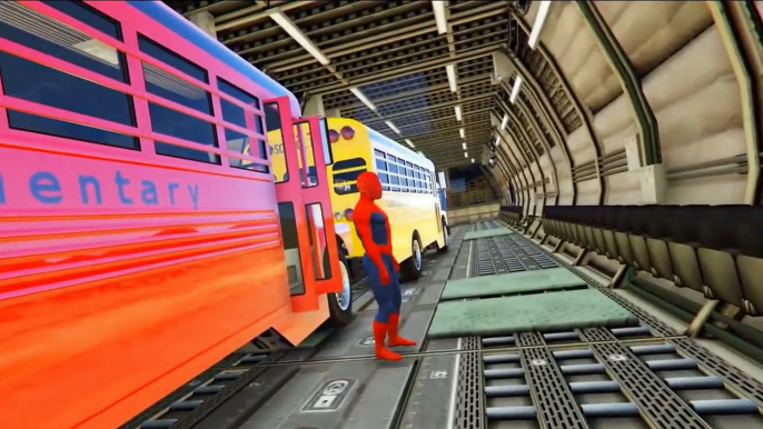 Airplane cartoon for kids School Bus COLOR CARS in Spiderman Cartoon Colors for Kids Big Plane