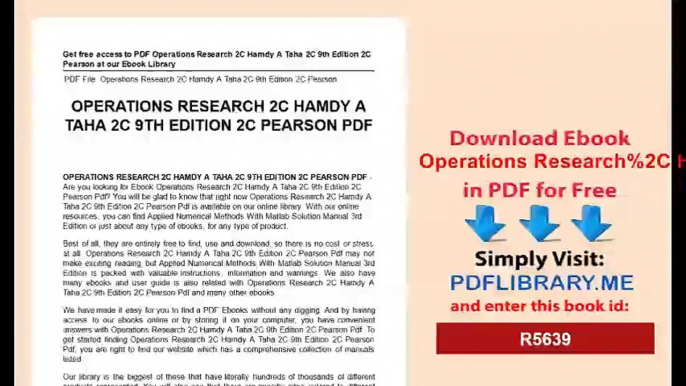 Operations Research Hamdy A. Taha 9th Edition Pearson