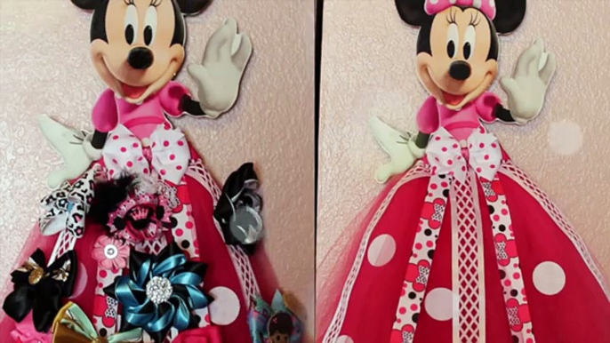 COMO HACER UN PORTA MOÑOS MINNIE MOUSE CON FALDA TUTU | HOW TO TUTU BOW HOLDER | DRESS