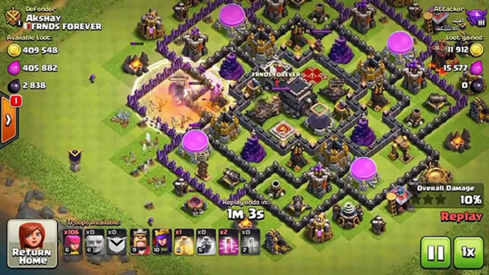 Clash of Clans - Town Hall 9 Defense (CoC TH9) BEST Trophy Base Layout + Defense Replays