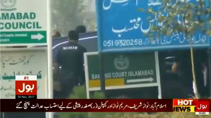 Nawaz Sharif with Maryam Reach NAB Court