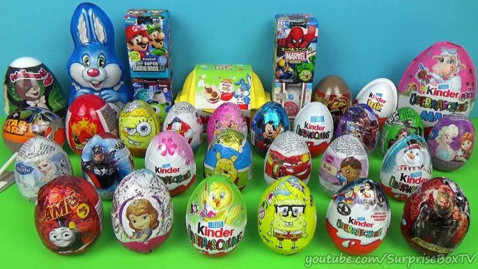 40 Surprise Eggs! Barbie Frozen Star Wars Mickey Mouse Thomas and Friends Mario Spiderman Marvel