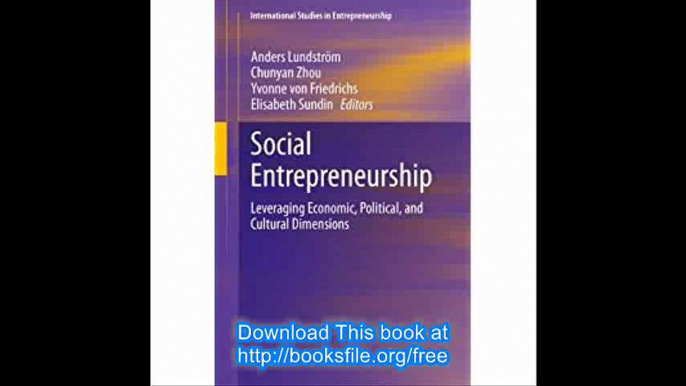 Social Entrepreneurship Leveraging Economic, Political, and Cultural Dimensions (International Studies in Entrepreneursh