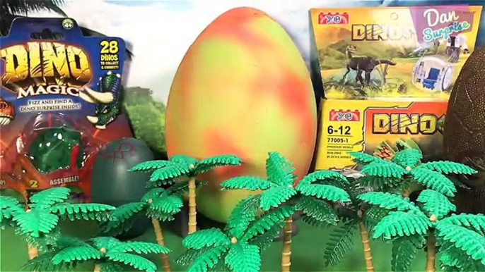 GIANT DINOSAUR SURPRISE EGG! 11 DINOSAUR ANIMALS SURPRISE TOYS 3D PUZZLES Indominus Rex fights T-Rex