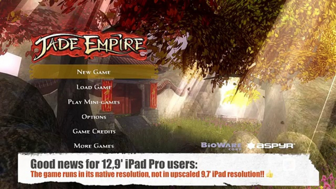 Jade Empire: Special Edition on iOS (iPhone 7+)