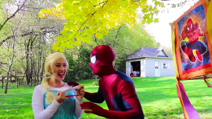 Frozen Elsa & Spiderman PINATA SURPRISE w_ Joker Captain America Toys Superhero Fun in real life IRL | Superheroes | Spiderman | Superman | Frozen Elsa | Joker