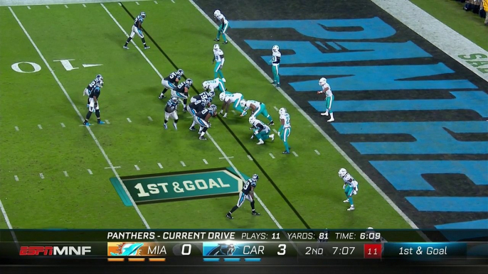 2017 - Christian McCaffrey puts two defenders on skates on 4-yard TD run