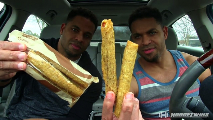 Eating Taco Bell's Rolled Chicken Tacos @hodgetwins