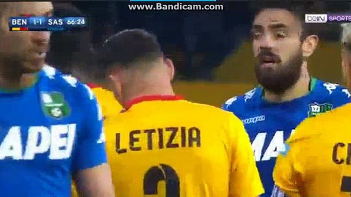 LETIZIA  RED  CARD  HD    Benevento 1 - 1	Sassuolo 19-11-2017