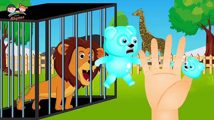 Mega Gummy Bear Got Scared by Zombie Costume Finger Family Nursery Rhymes For Kids