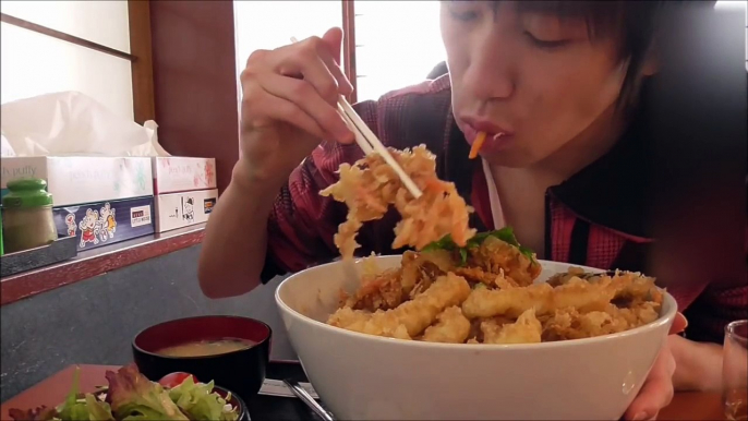 【大食い】3キロ越えの特大かき揚げ丼【長岡屋シリーズ】