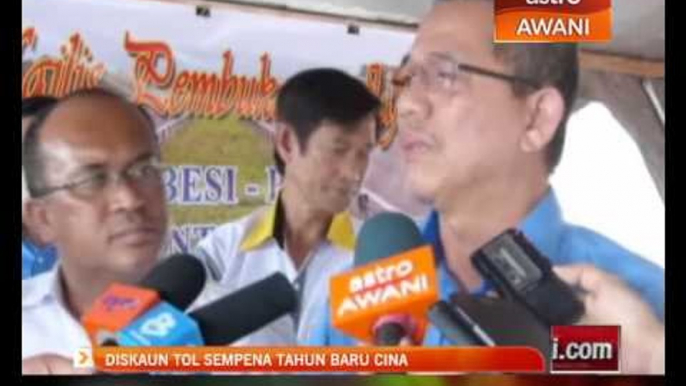 Diskaun tol sempena Tahun Baru Cina