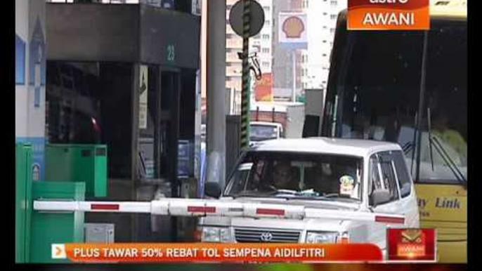 Plus tawar 50% rebat tol sempena Aidilfitri