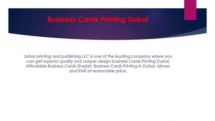 business Cards Printing Dubai