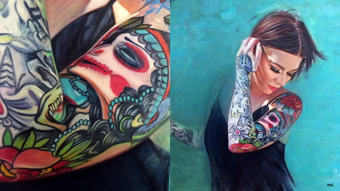 Paintings of Tattooed Girls Look Like Photographs and It's Awesome-BpCzjQaJUsA