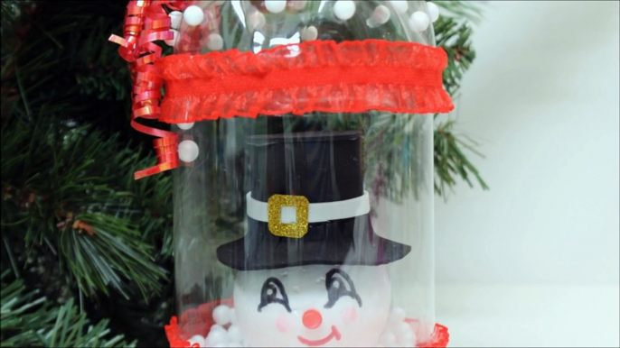 DIY Crafts - Christmas Gift Ideas - Snowman in Plastic Bottle Recycled Bottles Crafts-SRI0FOERCSY