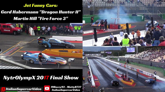 Jet Funny Cars CRAZY Final Race - 10.000 HP Show!!! - HUGE FLAMES at Hockenheimring Nitrolympx 2017