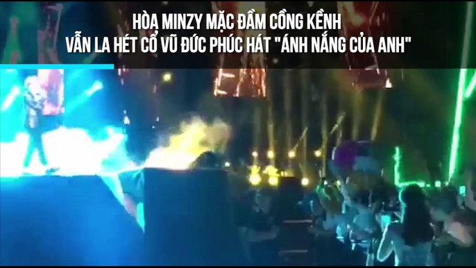 Hòa Minzy mặc đầm cồng kềnh vẫn la hét cổ vũ Đức Phúc hát "Ánh nắng của em"