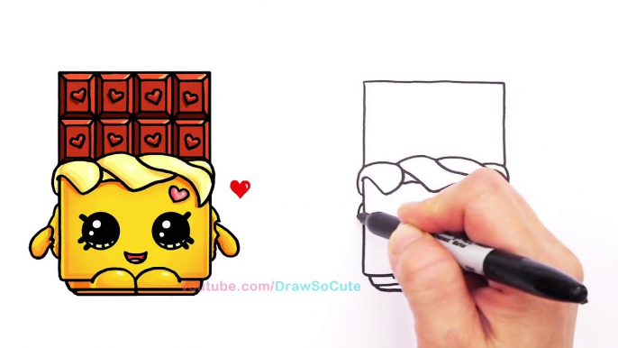 How to Draw Shopkins Cheeky Chocolate Chocolate Bar step by step easy