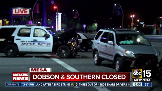 Mesa officer injured in crash while responding to fire