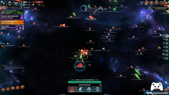 VEGA Conflict Cruiser Fleet (89) vs. Alien Harvester (70)