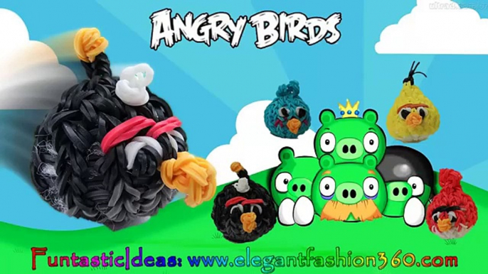 Rainbow Loom Angry Bird(Black) 3D Charm - How to Loom Bands Tutorial by Elegant Fashion 360