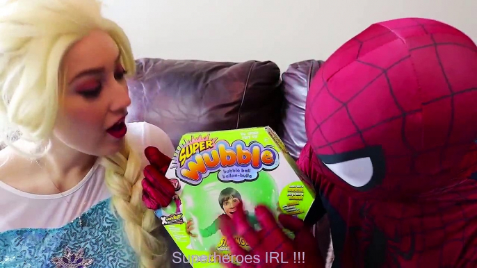 #4Frozen Elsa SUPER WUBBLE BUBBLE w  Spiderman Joker Maleficent Spidergirl Fun Superhero in real | Superheroes | Spiderman | Superman | Frozen Elsa | Joker