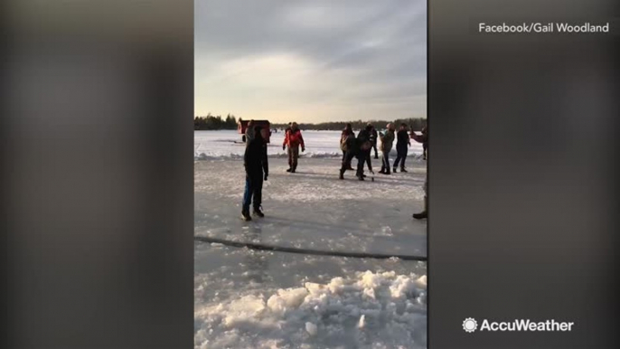 Hop aboard this spinning ice circle!