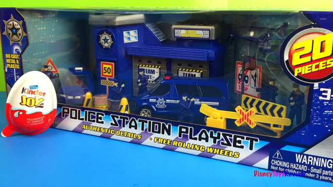 Motor Max police station playset with police cars and Paw Patrol Chase and Disney Olaf the snowman