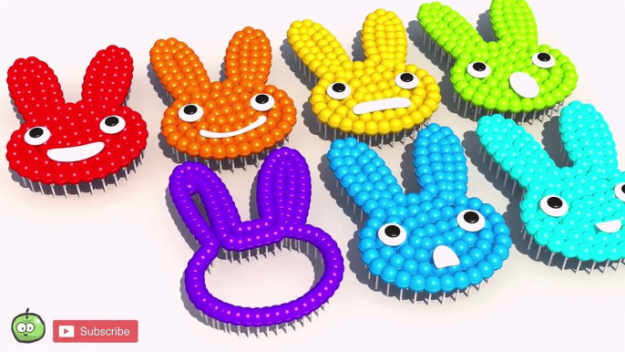 Learning Colors with Rabbit Shapes - 3D Lollipops Running for Kids