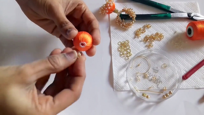 DIY || how to make silk thread jhumka hoop earrings at home || DIY hoop earrings