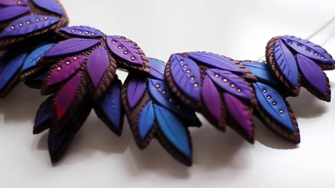 AMAZING ORGANIC STATEMENT NECKLACE - Organic leaf necklace polymer clay tutorial ポリマークレイ ; 폴리머 클레이