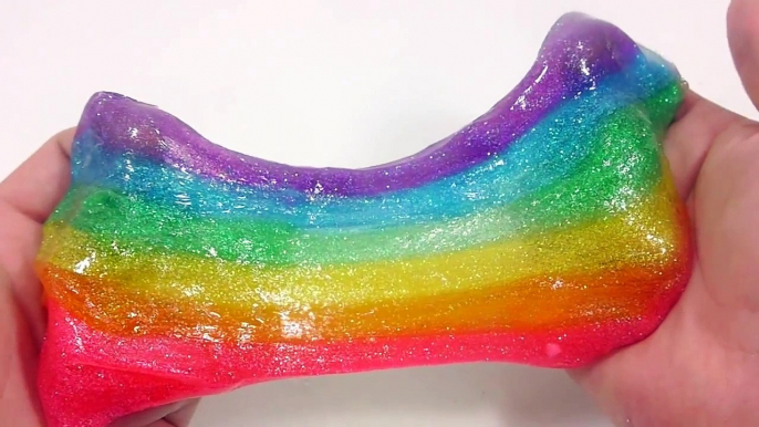 DIY How To Make Glitter Rainbow Colors Slime Cooking Learn Colors Numbers Counting Baby Doll Bath