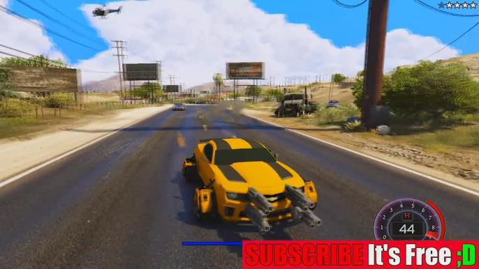 BUMBLEBEE, OPTIMUS PRIME VS MEGATRON - GTA V TRANSFORMERS MOD