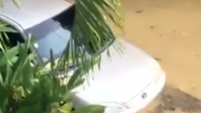 Car Flooded in Surigao City Following Tropical Storm Sanba