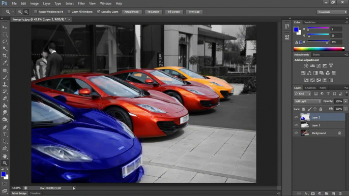 Adobe Photoshop CC Tutorial - Color Splash Effect - Color Accent - Without Plugins