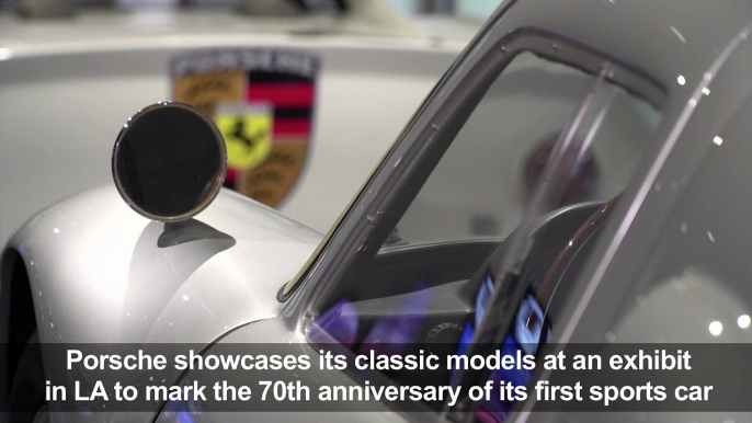 Classic Porsche models on show at exhibition in Los Angeles