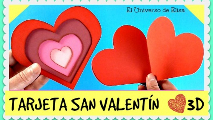 Tarjeta para el Día de San Valentín, Tarjeta para el Día de la Amistad, Tarjeta Corazón 3D